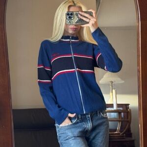 Vintage style Atmosphere Blue and Red Sweater